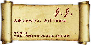 Jakabovics Julianna névjegykártya
